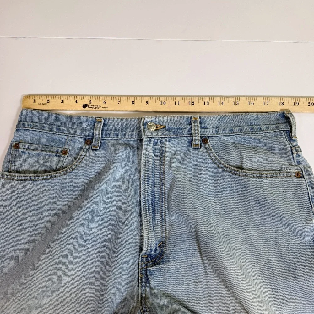 Levi's 550 Cropped Jeans Mens 38x29 Blue Denim Cotton Distressed Relaxed Fit